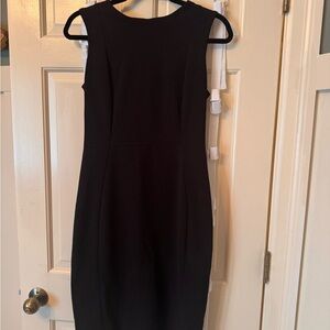 Calvin Klein Black Sheath Dress with Gold Zipper - Size 6